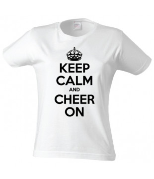 Dámské tričko KEEP CALM AND CHEER ON bílé