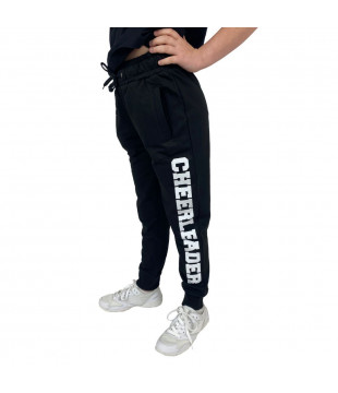 Černé tepláky s třpytivým potiskem Cheerleader