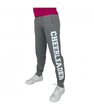 Dětské šedé tepláky s třpytivým potiskem Cheerleader