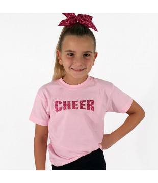 Kids T-shirt with Glitter Cheer Print - size 5-6 years