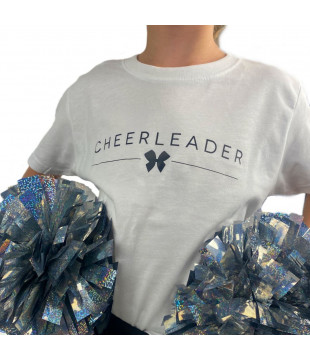 Kids T-shirt Cheerleader with a bow, white
