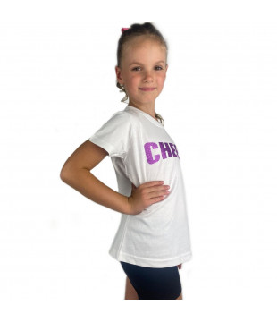 Kids T-shirt with a simple glitter Cheer print