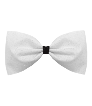 White bow-tie glitter cheer bow with colored center