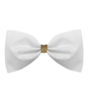 White bow-tie glitter cheer bow with colored center