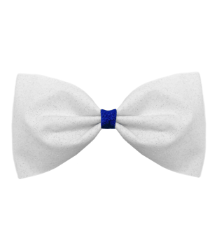 White bow-tie glitter cheer bow with colored center