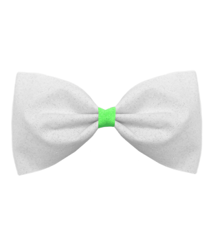 White bow-tie glitter cheer bow with colored center