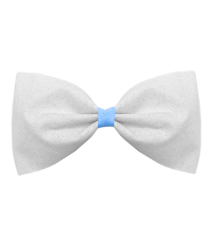 White bow-tie glitter cheer bow with colored center