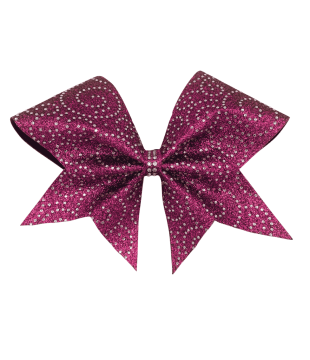 Glitter bow with rhinestone spirals