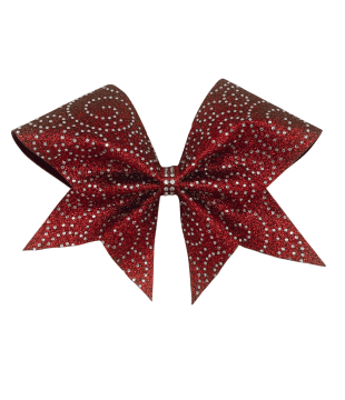 Glitter bow with rhinestone spirals