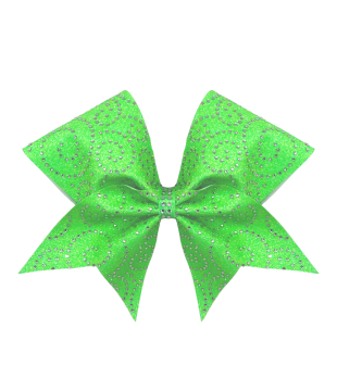 Glitter bow with rhinestone spirals