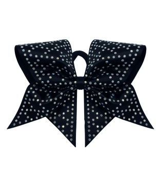 Large cheer satin bow with rhinestones - geometric pattern
