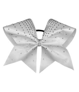 Large satin cheer bow with rhinestone rows