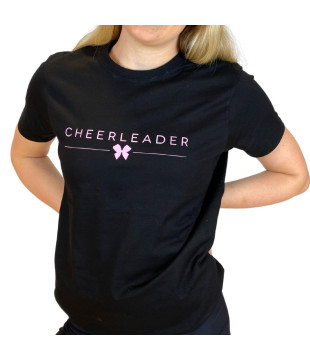 Women's cheerleader t-shirt with a bow, black