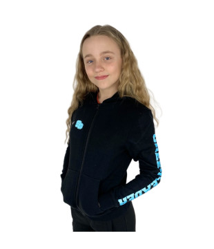Kids Sweatshirt with Glitter CHEERLEADER On Sleeve Black