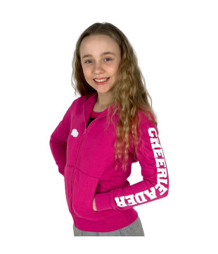 Kids Sweatshirt with Glitter CHEERLEADER On Sleeve, Fuchsia