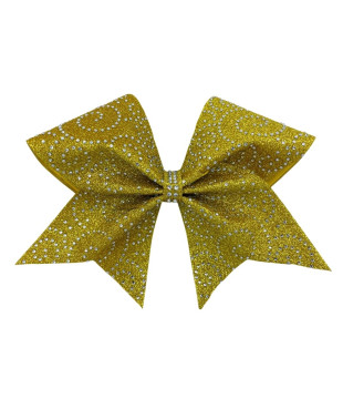 Glitter bow with rhinestone spirals