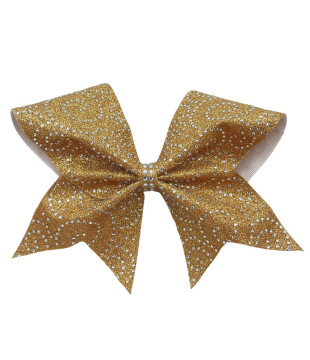 Glitter bow with rhinestone spirals