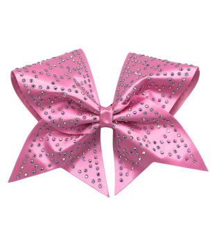 Large cheer satin bow with rhinestones - geometric pattern