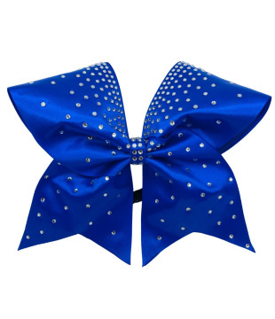 Large satin cheer bow with rhinestone rows