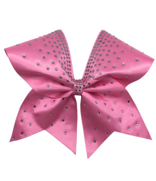 Large satin cheer bow with rhinestone rows