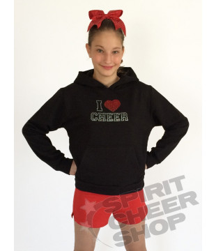 Mikina s kapucí s kamínky "I LOVE CHEER" dětská